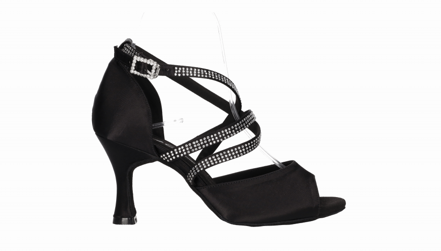 Zapato para baile de salón negro con pedrería de cristal en pulseras