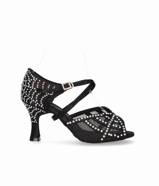 Zapato para baile de salón de satén con pedrería de cristal