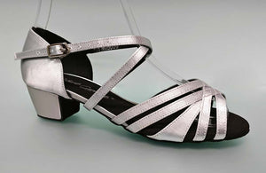 Chaussure de danse de salon en satin argenté