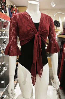 Cardigan flamenco en dentelle marron pour femme