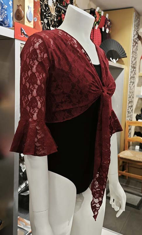 Cárdigan Flamenco de Encaje Color Granate Mujer