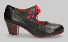 Zapato de baile flamenco profesional piel negro con tacón cubano