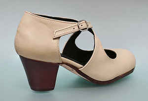Zapato de Baile Flamenco y Danza Española Piel Beige