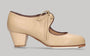 Chaussure de danse flamenco professionnelle en cuir beige avec lacets