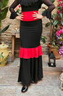 Falda flamenco entallada hasta rodilla negra y roja