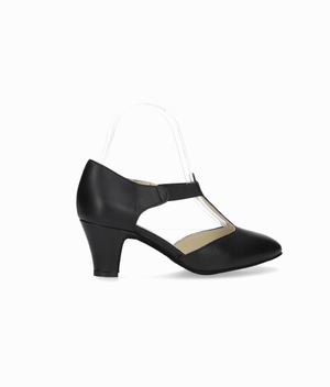Chaussure de danse de salon en cuir noir, style sabot, 5 cm.
