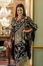 Tarantos Kaftan Jacket Black Embroidered with Fringes
