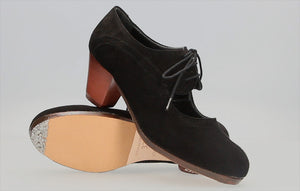 Chaussure de danse flamenco professionnelle en daim noir et lacets