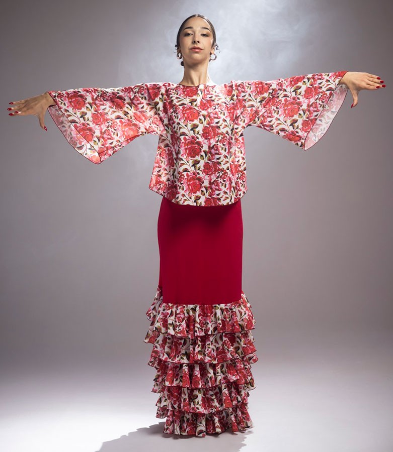 Falda Flamenco Zagra con 5 Volantes Estampados