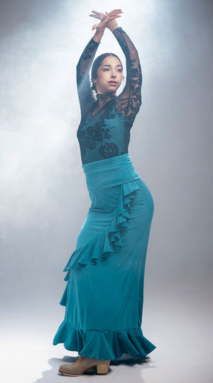 Falda Flamenco Valoria Azul Petróleo