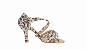 Zapato para baile de salón en fantasía leopardo con pedrería de cristal