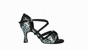 Chaussure de danse de salon à imprimé animal vert métallisé
