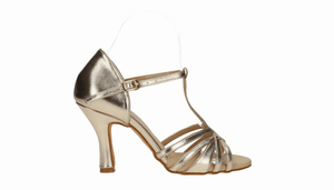 Zapato para baile de salón con tira central en empeine en color oro