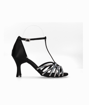 Chaussure de danse de salon noire ornée de strass en cristal
