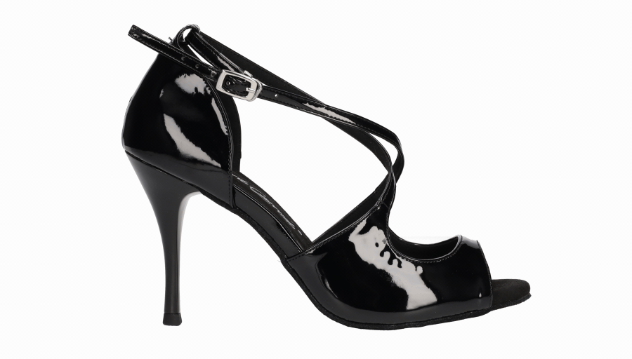 Zapato para baile de salón y tango de charol negro