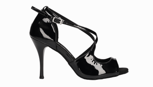 Zapato para baile de salón y tango de charol negro