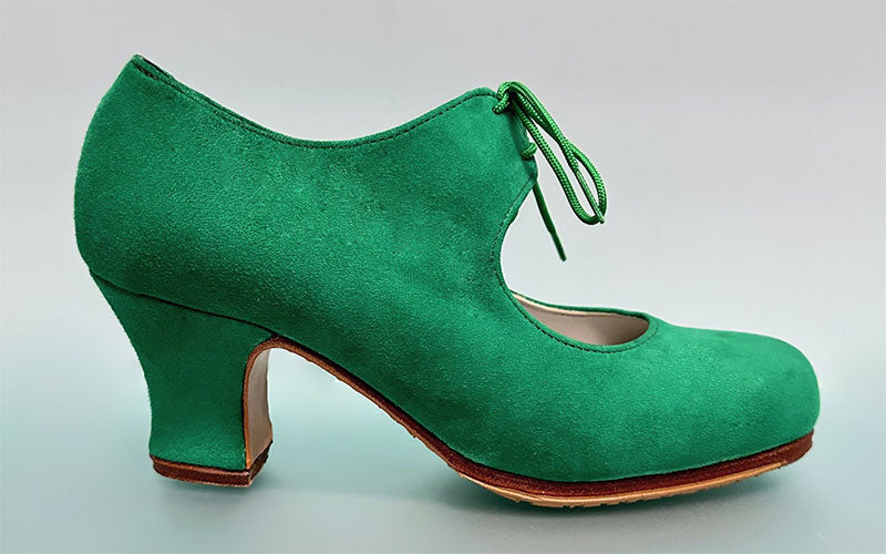 Zapato de baile flamenco profesional ante verde