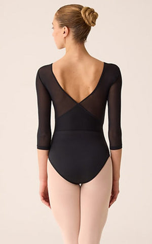 Body en microfibre noire à manches 3/4