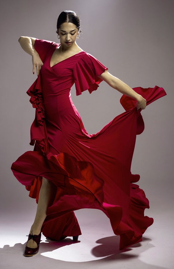 Robe de flamenco à vagues grenat