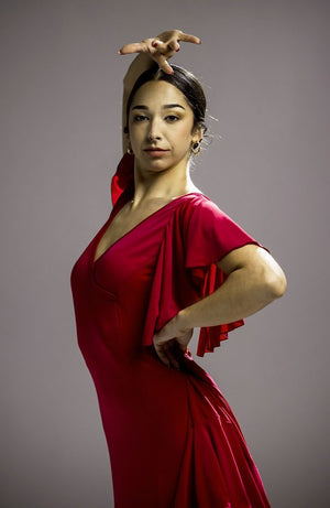 Robe de flamenco à vagues grenat