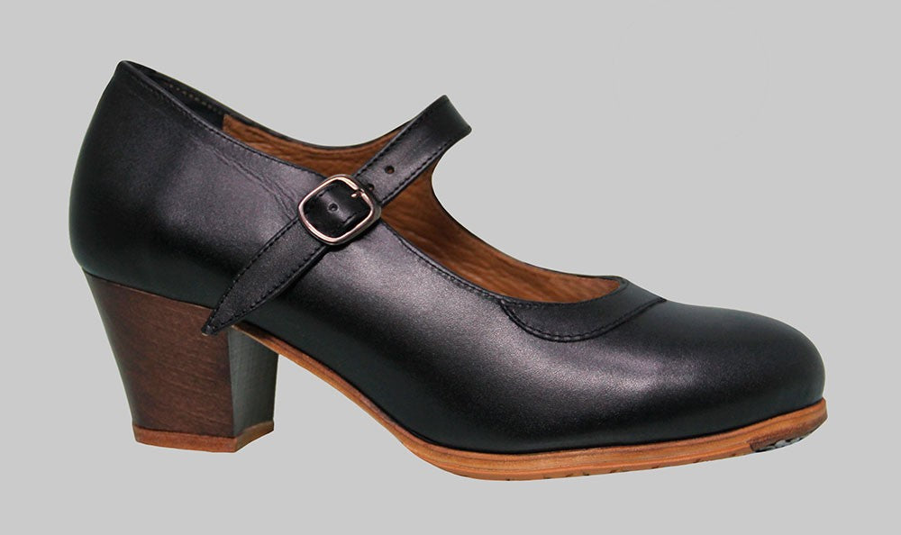 Zapato de baile flamenco profesional piel negro