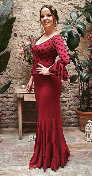 Jupe de flamenco mauve marron