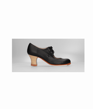Zapato de Baile Flamenco Profesional Piel Negro con Cordones