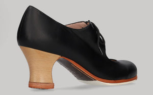 Zapato de Baile Flamenco Profesional Piel Negro con Cordones
