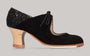 Zapato de baile flamenco profesional combinado en ante negro y glitter