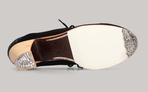 Chaussure de danse flamenco professionnelle combinée en daim noir et paillettes