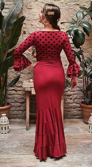 Jupe de flamenco mauve marron