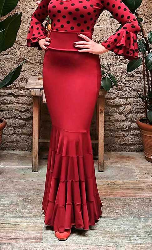 Jupe de flamenco mauve marron