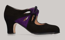 Zapato de baile Flamenco Profesional Ante Negro y Adorno Ante Morado