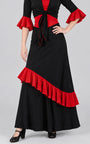 Jupe de flamenco noire pour fille avec volants inclinés rouges