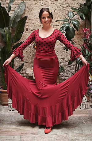 Jupe de flamenco mauve marron