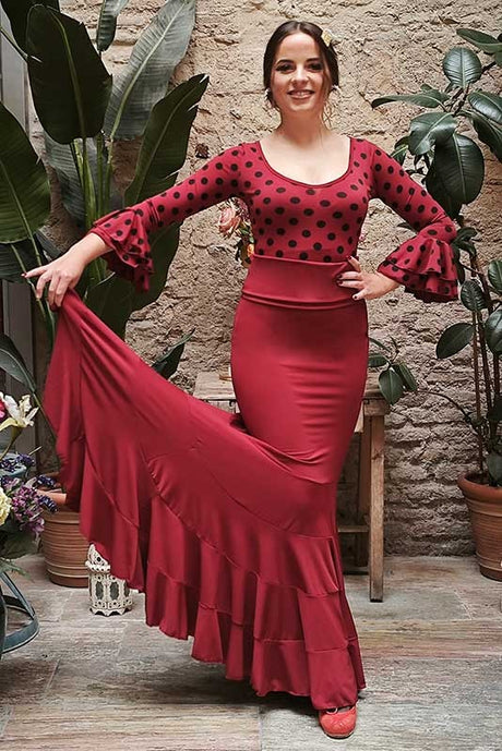 Jupe de flamenco mauve marron