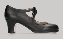 Chaussure de danse flamenco professionnelle en cuir noir avec lacets