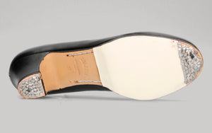 Chaussure de danse flamenco professionnelle en cuir noir avec lacets