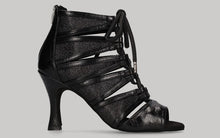 Zapato tipo botín para baile de salón negro calado con cierre cremallera en el talón