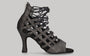 Bottine de danse de salon ajourée gris anthracite avec fermeture éclair au talon et lacets élastiques