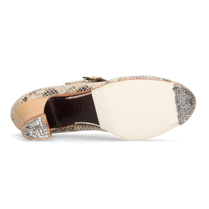 Zapato de baile flamenco profesional en piel fantasía serpiente beige