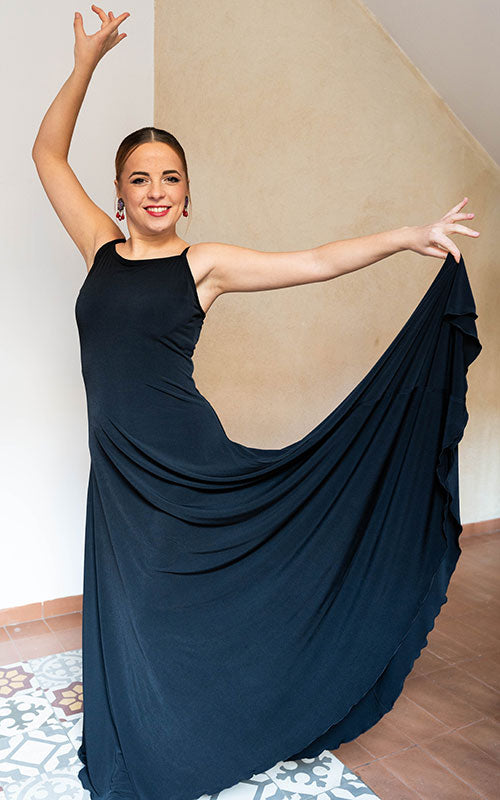 Long black strappy dress