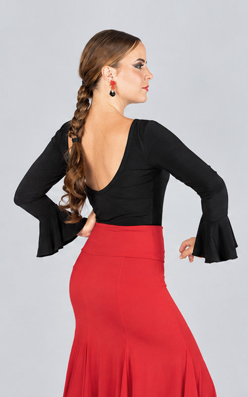 haut flamenco en maille stretch noire