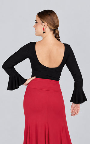 haut flamenco en maille stretch noire