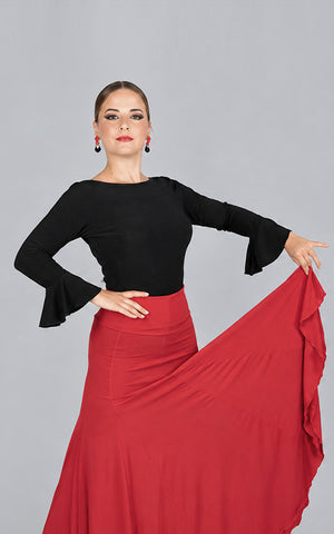 haut flamenco en maille stretch noire