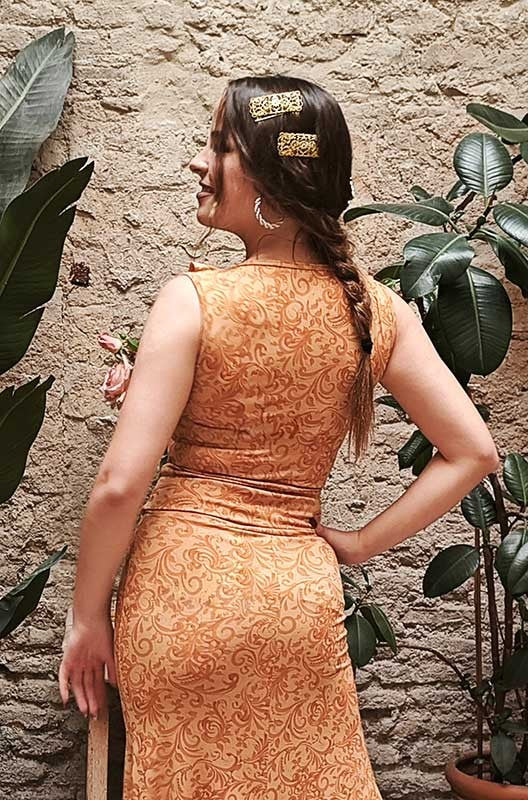 Mariquilla Top Ochre Print With Straps