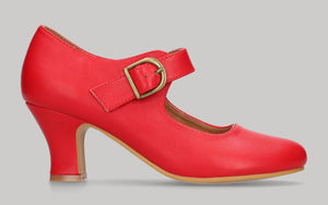 Chaussure de flamenco rouge en cuir nappa avec boucle