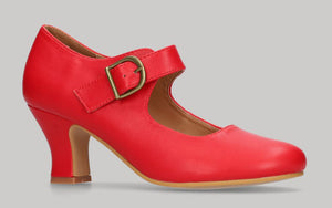 Chaussure de flamenco rouge en cuir nappa avec boucle