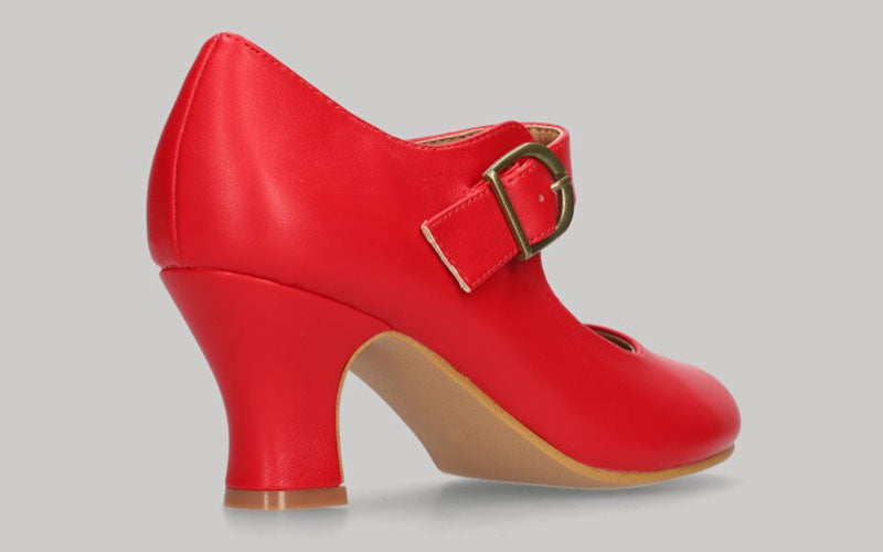 Chaussure de flamenco rouge en cuir nappa avec boucle