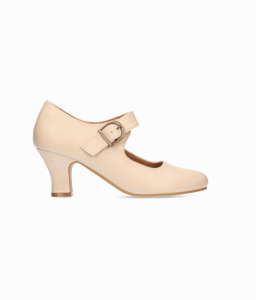 Chaussure de flamenco en cuir nappa beige avec boucle